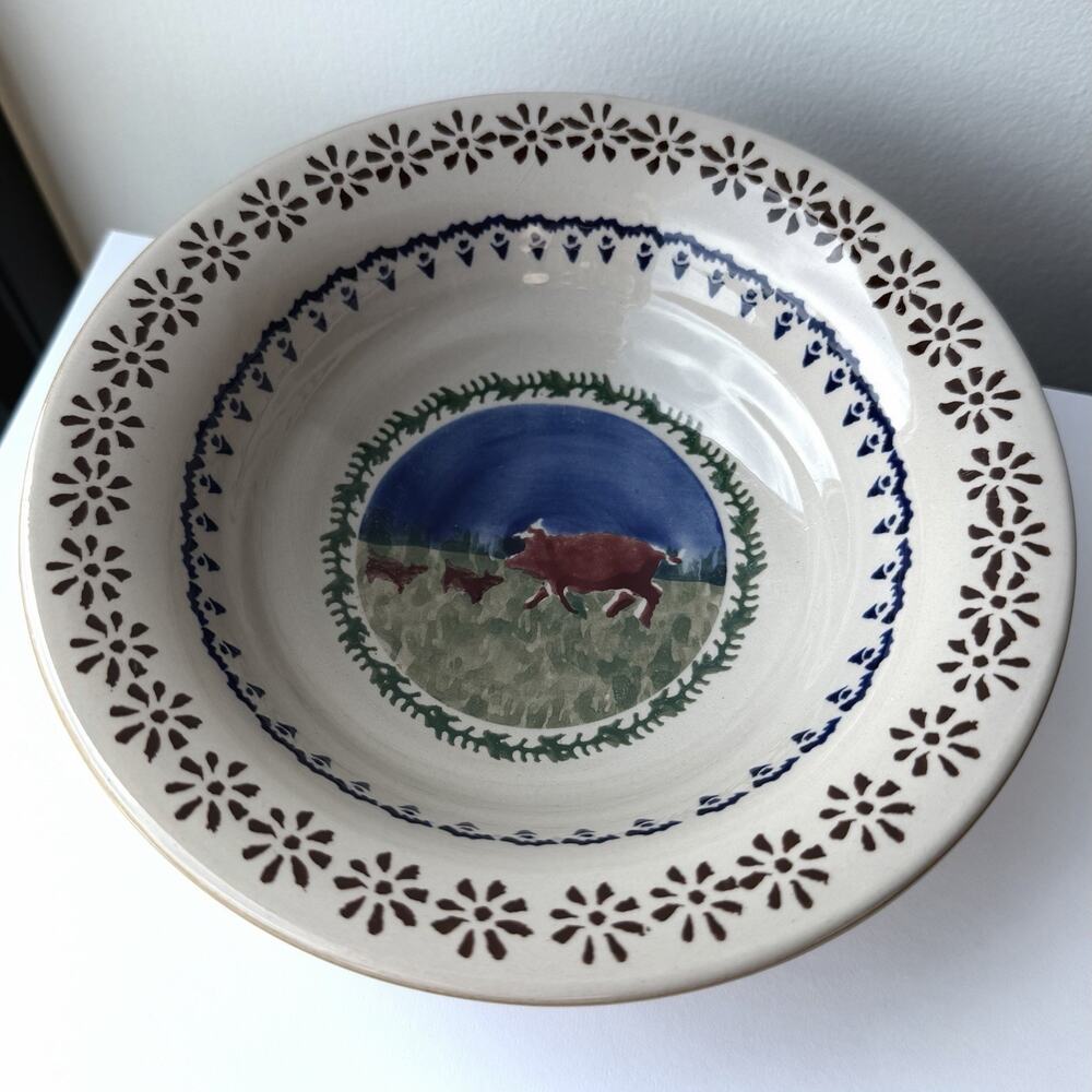 Nicholas Mosse Pottery Landscapes Pig 7” Rimmed Bowl - Ireland Salad Soup Cereal